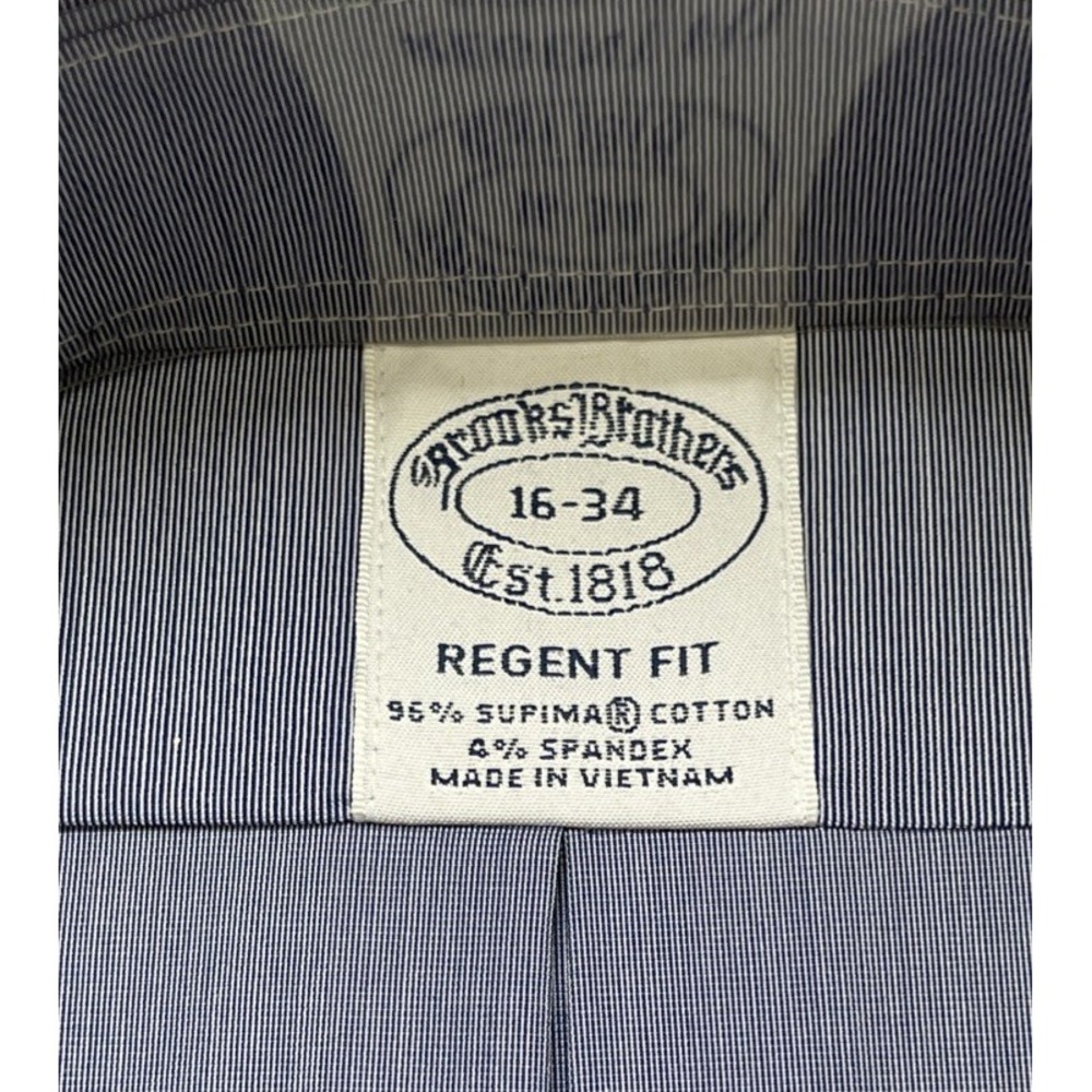 NWT Brooks Brothers 1818 Blue Button Down Dress Shirt Mens 16 34 Regent Fit - Picture 3 of 9